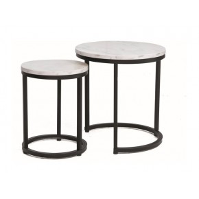 Комплект SIGNAL HOLA (2 стола журнальных) белый мрамор/черный